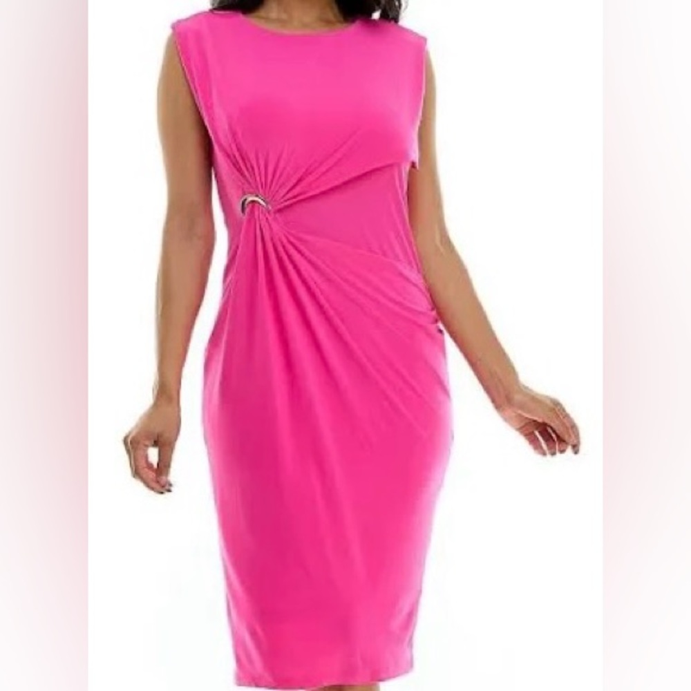 Nina Leonard Fuchsia Midi Dress